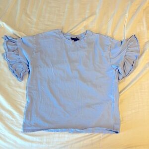 Forever 21 tee shirt blue ruffle sleeves crew neck
